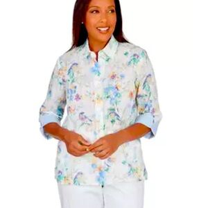 Pastels Painted Birds Button Down Top